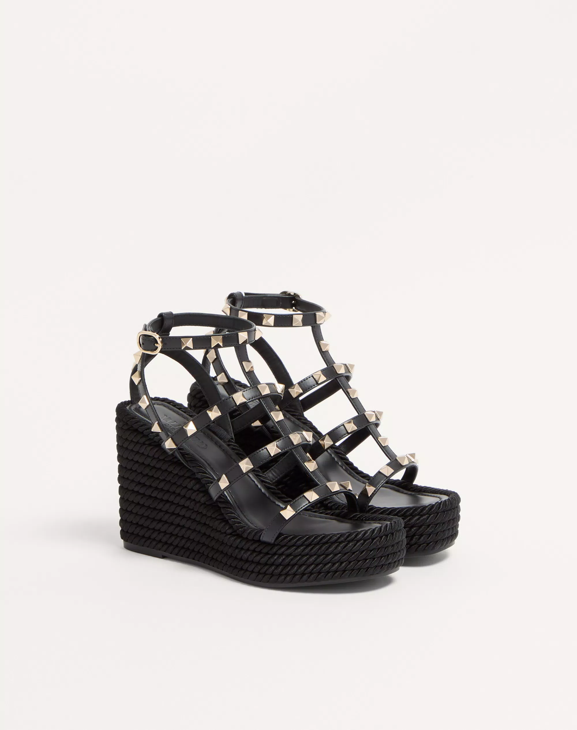 Valentino Rockstud Ankle Strap Wedge Sandal In Calfskin Leather 95 Mm - Image 6